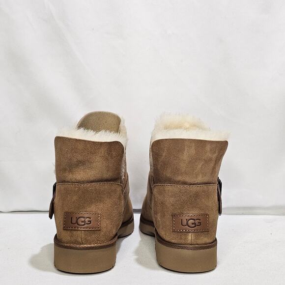 UGG Women's Romely Short Buckled Cozy Booties Size 5 Chestnut NWT - Picture 5 of 7